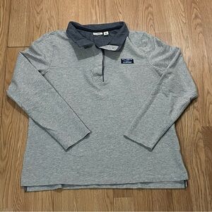 L.L. Bean Women's Large Soft Cotton Rugby Sweater Sweatshirt Heather Gray